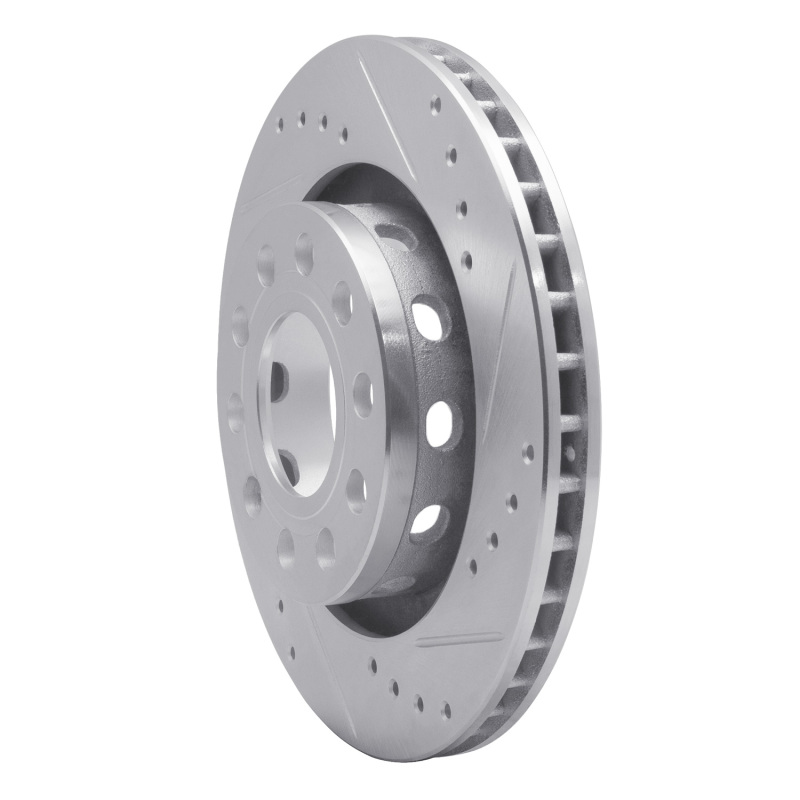 Audi Allroad Brake Rotor (1) - Rear Right - R1 Concepts - Drilled & Slotted - Silver - `04-`05